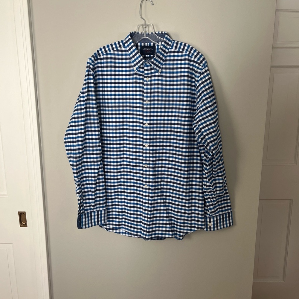 Charles Tyrwhitt Brushed Cotton Extra Slim Fit Dress Shirt Men's Sz Large 17